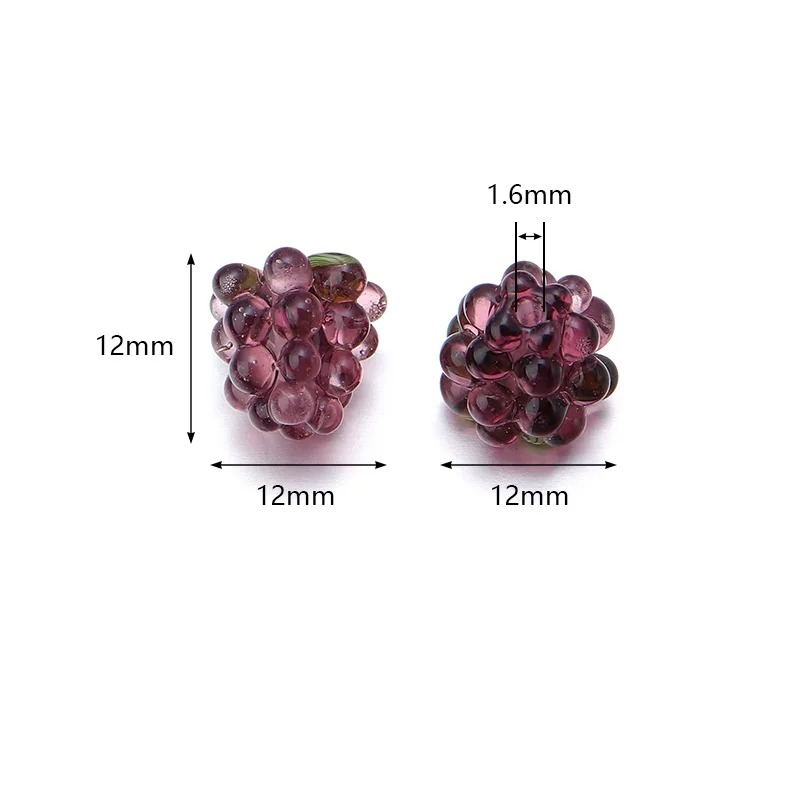 2PC 3D 12mm Multicolor Grape Glass Beads Handmade Lampwork Bead DIY Jewelry Making Bracelet Necklace Earring Accessories