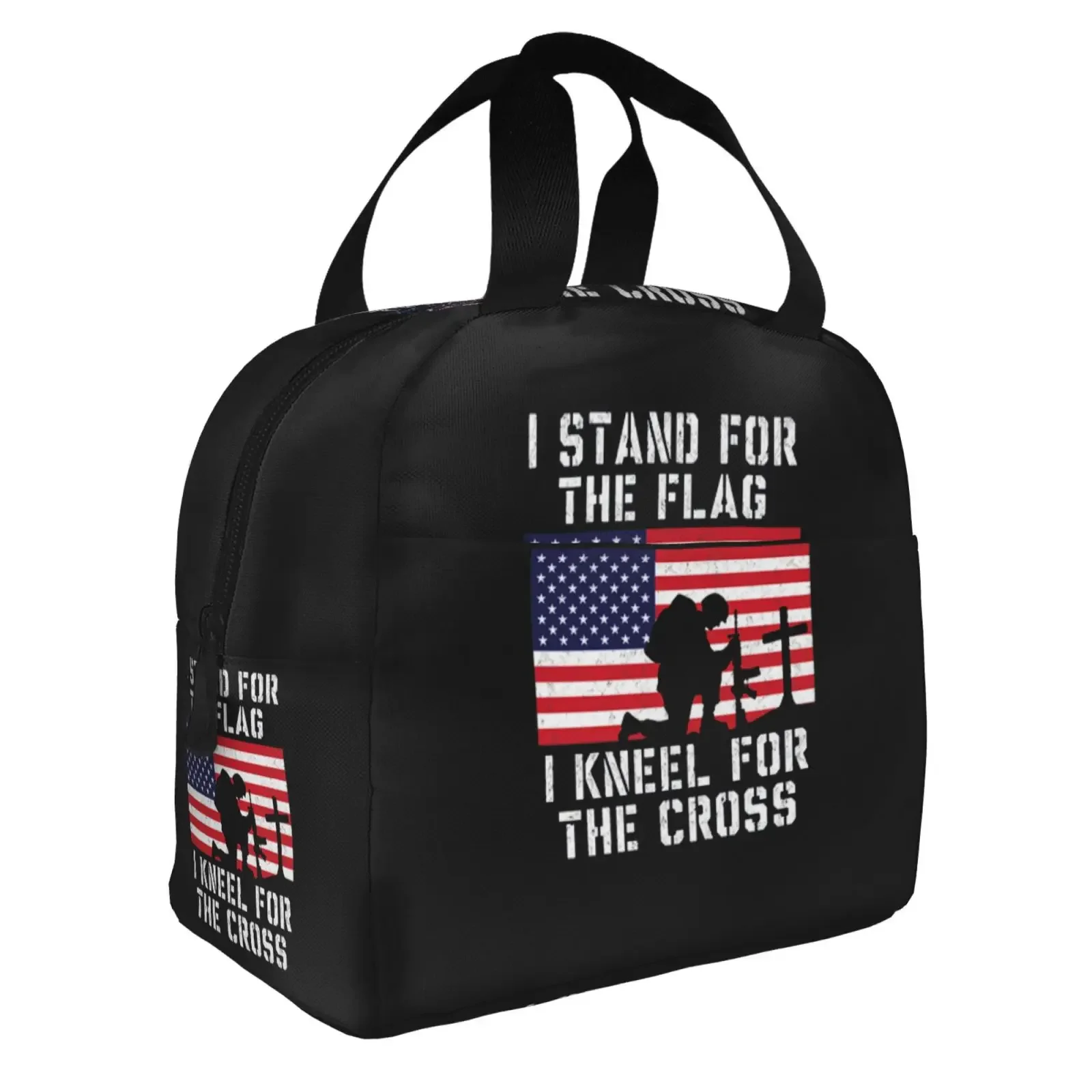 I Kneel For The Cross Insulated Lunch Bag For School Waterproof Cooler Thermal Lunch Box Women  Food Container Tote Bags