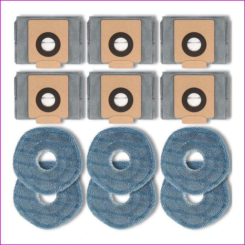 

12-Pack Robot Vacuum Replacement Accessories Replacement Dust Bags & Mop Pads for X10 Pro Omni-A57M