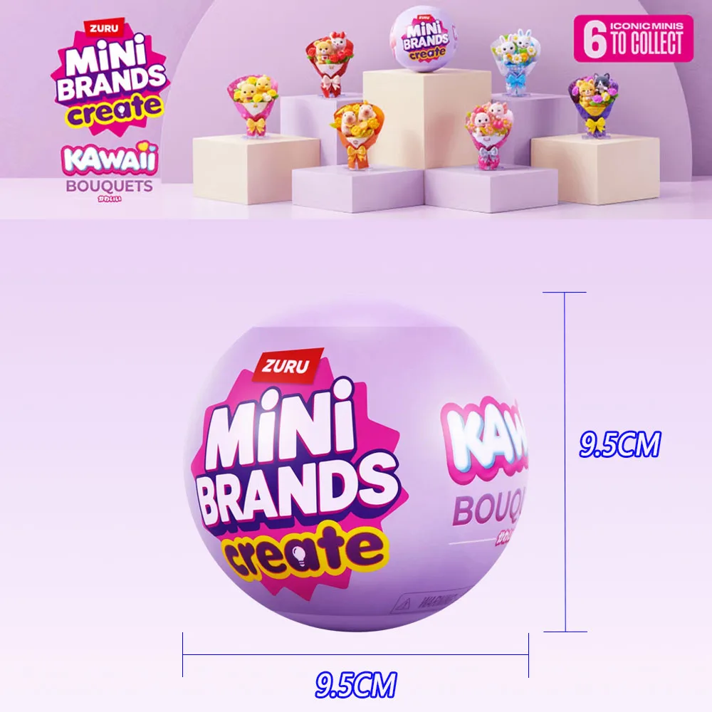 ZURU Mini Brands Mini Kawaii Bouquet Capsule Series  Collectable Bear Bouquet with Miniature Flowers 6 Unique Designs To Collect
