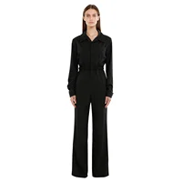 Women Cargo Pants One-Piece Suit Full Long Coverall Sports Casual Solid Color Turn-Down Collar Jumpsuit for Work Travel Holiday - Image 4