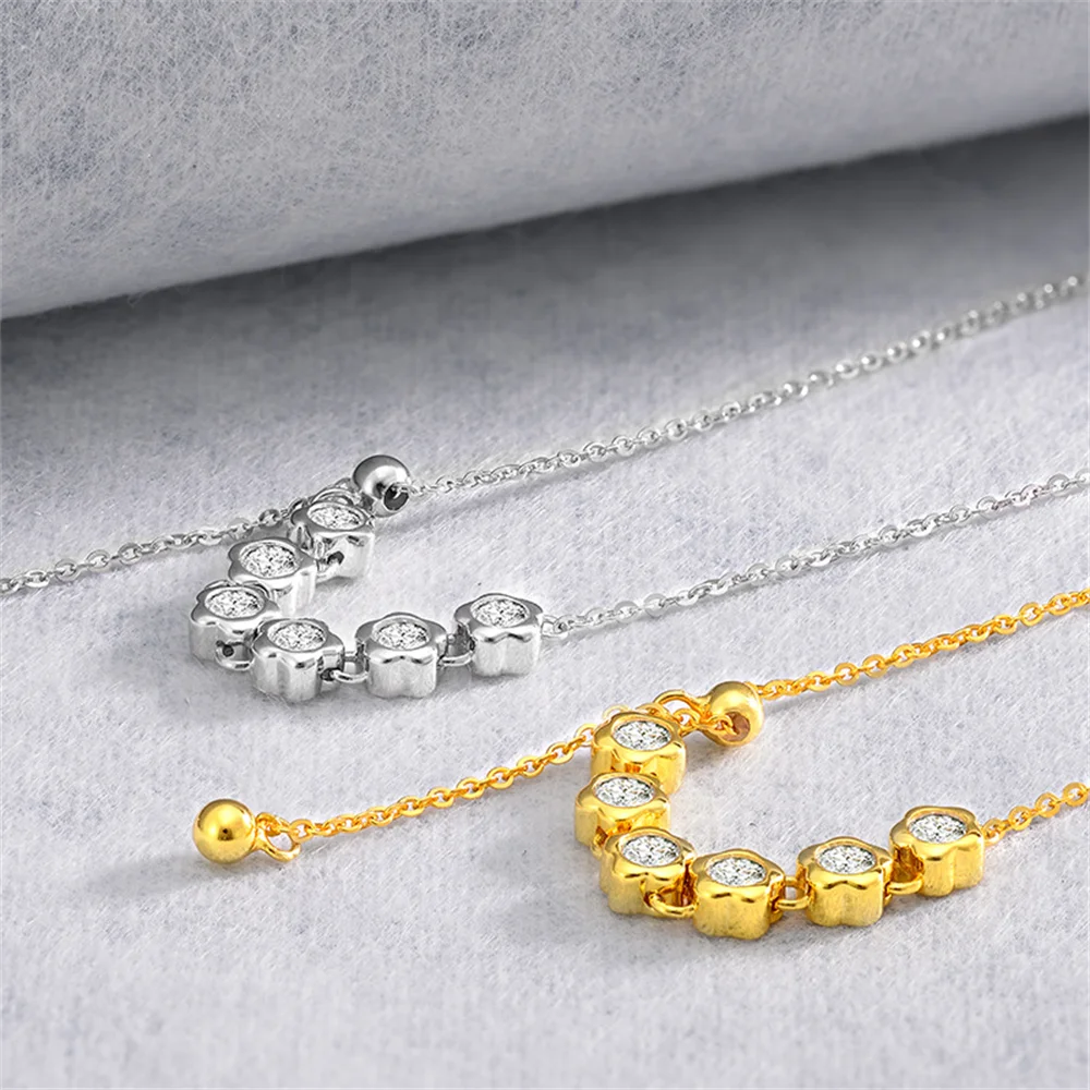 

Korean S925 Silver Color Zircon Heart Necklace, Inlay Design, Luxury High-End, Women's Fashion Collar for Girlfriend