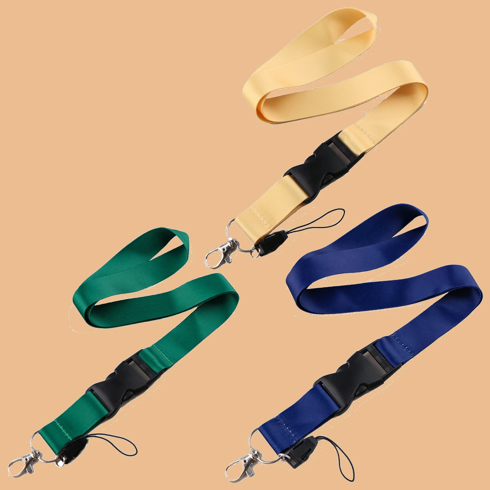 Lanière de cou verte de couleur Pure, pour clé, carte d'identité, sangles de téléphone portable, porte-Badge USB, bricolage, corde de suspension, boucle