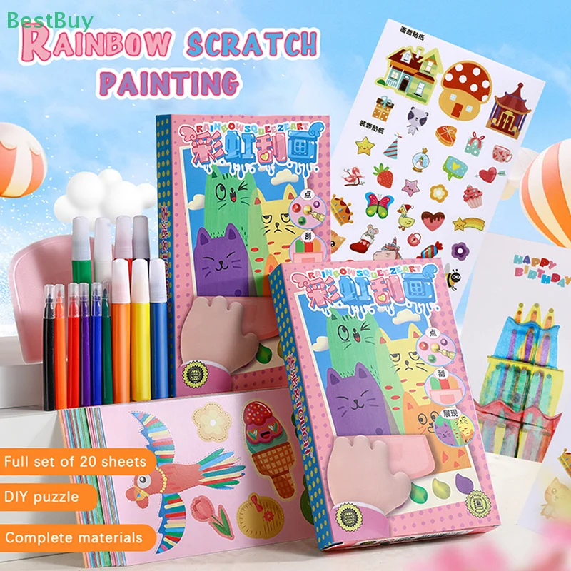 Drawing Papers Squeegee Art Kids Paint Kit Animal Pattern Painting Art Supplies Color Scratch Painting Painting Teaching Tools