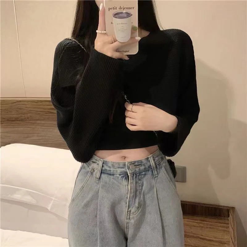 Spring Summer Criss-cross Short Women Loose Sweater Fashion All-match Knitted Pullovers 2023 New Harajuku Casual Crop Clothing