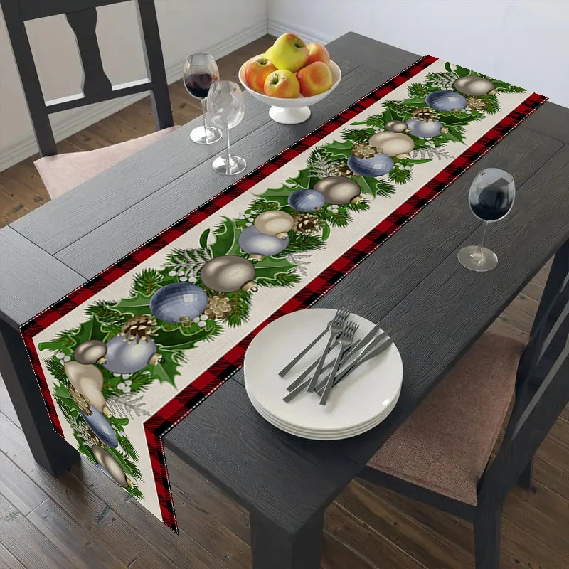 Linen Christmas Table Runner Home Dining Table Cover Tablecloth 2025 Christmas Decorations