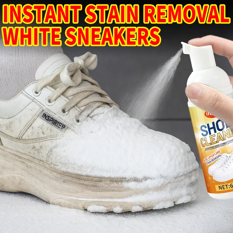 

IFUBO 65ml Instant White Shoe Cleaner Stain Remover for Sneakers - Effective on Oil Mud Sweat Stains for Leather Canvas