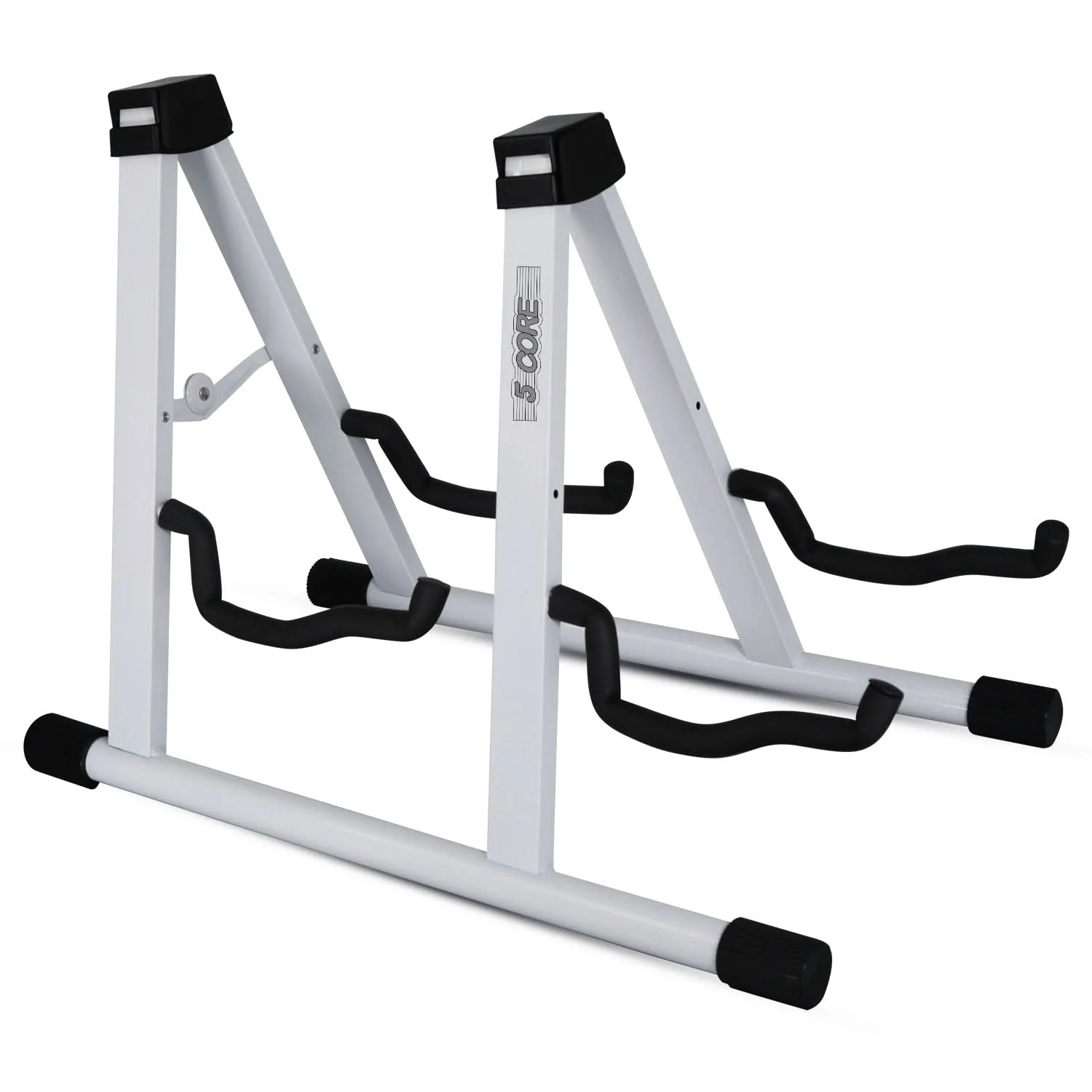 

5 Core Double Guitar Stand Floor Adjustable A Frame Folding Acoustic Electric Guitars Holder Stands GSS 2N1 WH