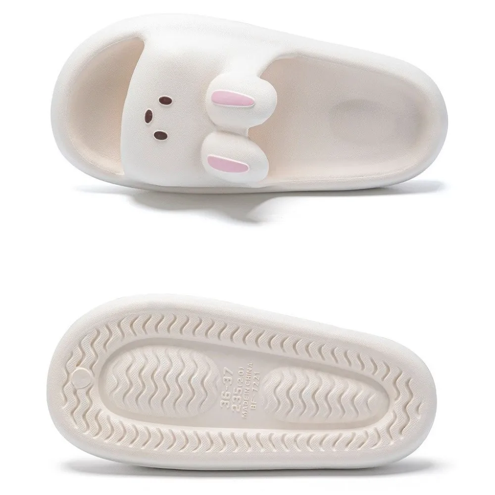 Casual Thick Soled Rabbit Slippers PVC Soft Women Slippers Anti Slip Outer Wear Shoes Slides Sandals Women Men