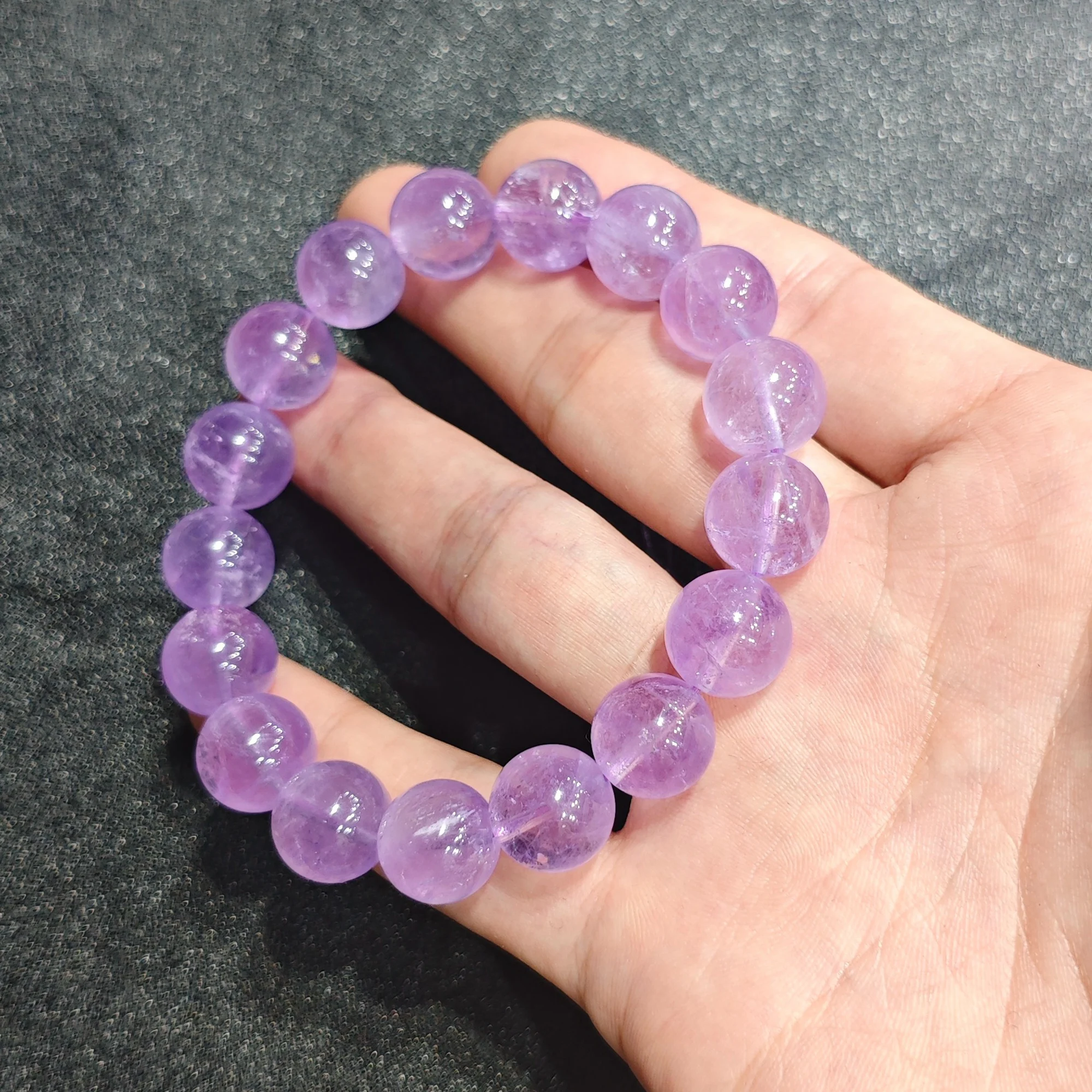 Unisex Natural Lavender Amethyst Bracelet Light Violet Gemstone Bead Elastic Bangle Aesthetic Present for Girlfriend