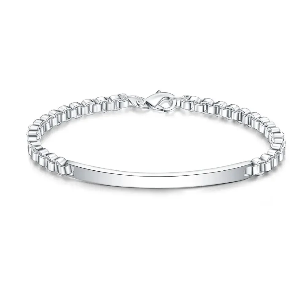 

8 Inch 925 Sterling Silver Box Chain Bracelet Women Girls Ladies Jewelry
