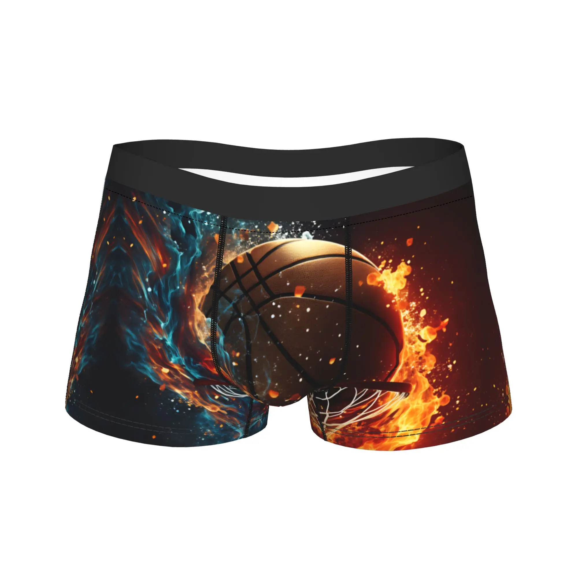 Fire & Water Basketball Dunk Underwear  Man Underpants Custom DIY Sexy Soft Boxer Shorts Trenky Boxer Brief Big Size