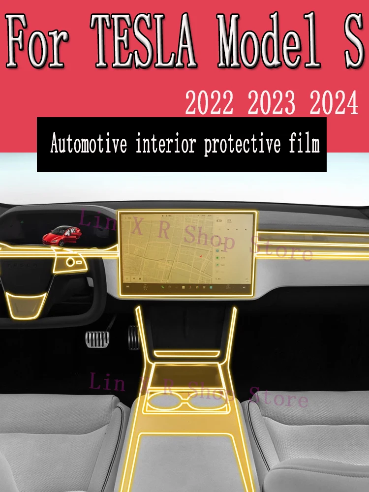 

For TESLA Model S（2023 2024） Car Gearbox Panel Film Dashboard Protective Sticker Interior Screen Anti-Scratch Accessories