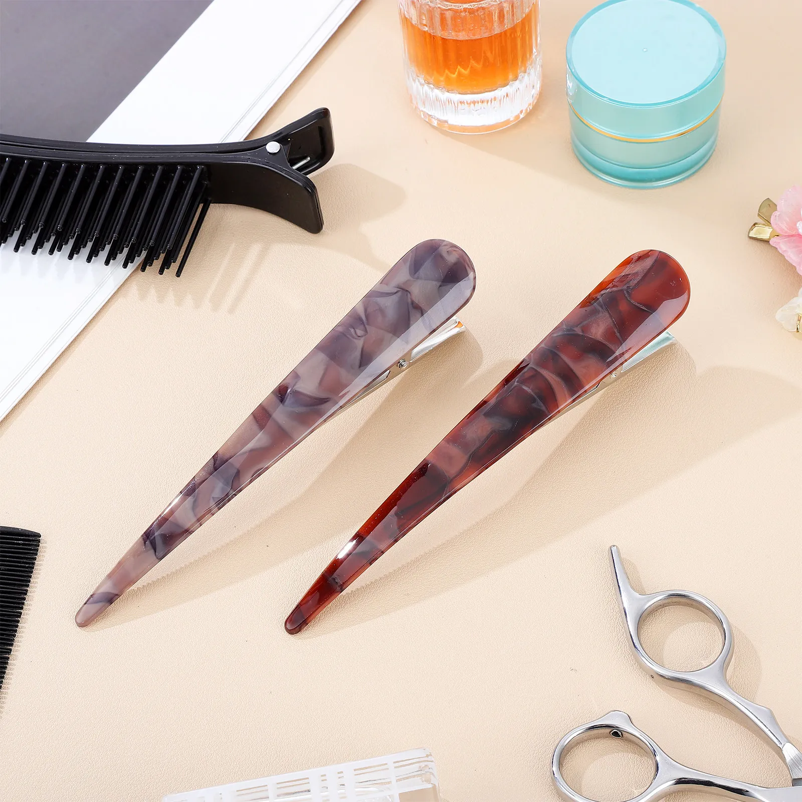 

2Pcs Duckbill Hair Clips Strong Grip Non-Slip Styling Hairdressers Hair Dye Sectioning Clips for Women Girls Professional Salon