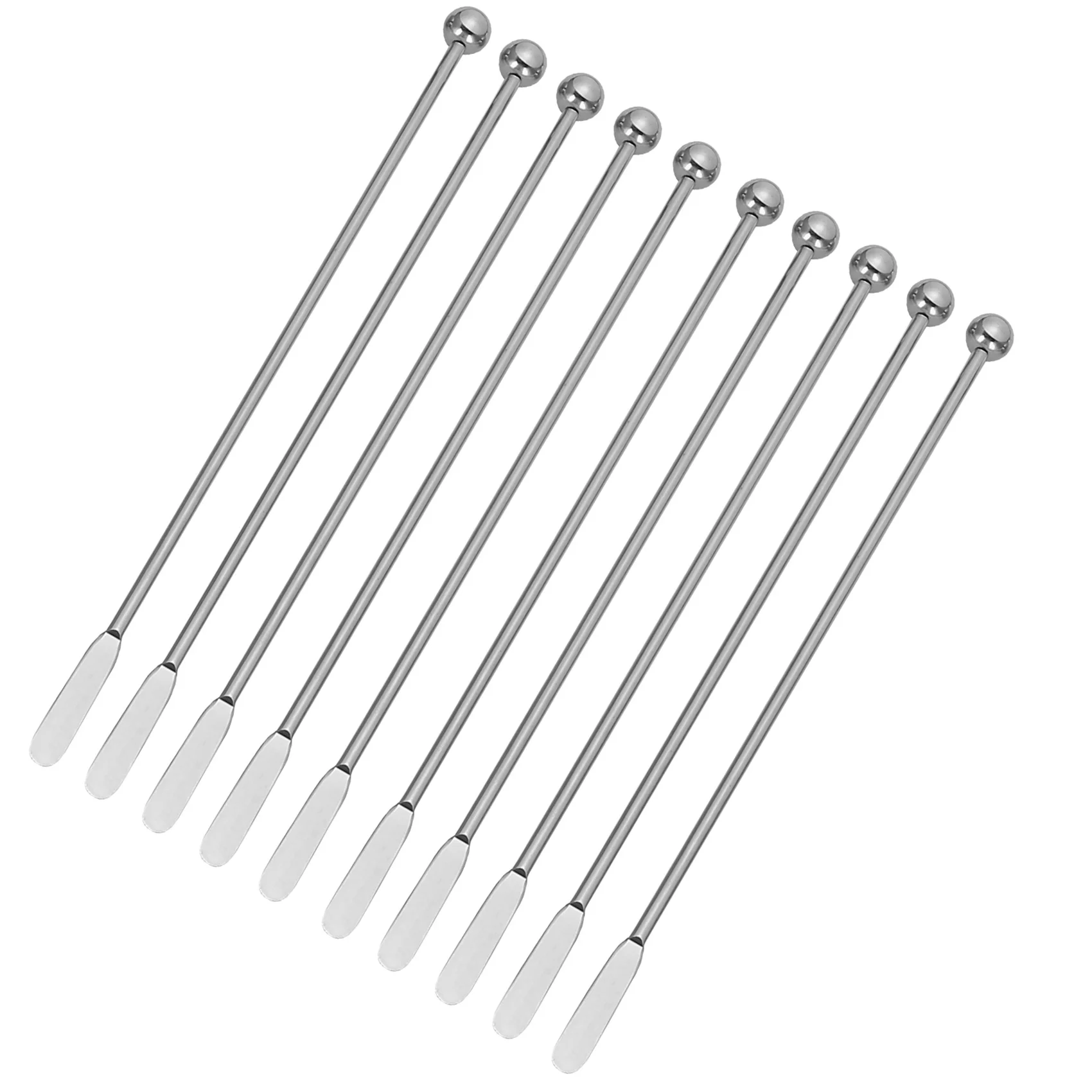 10pcs Swizzle Sticks Metal - Stainless Steel Mixing Cocktail Coffee Stirrers for Wine Juice 7.5 inch 10Pieces Pack