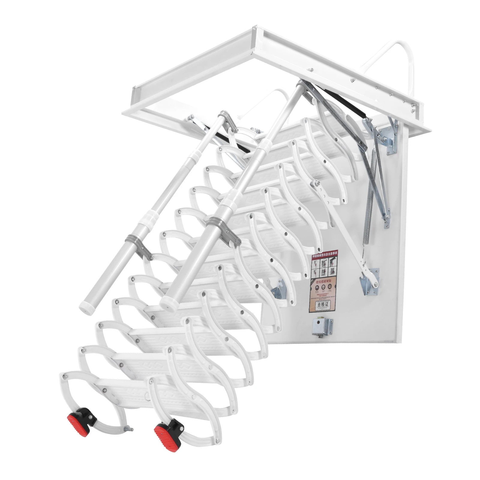 

12 Steps Indoor Concealed Steps with Handrails Loft Extension Staircase 660LBS Capacity Height Adjustable For Home Duplex Villas