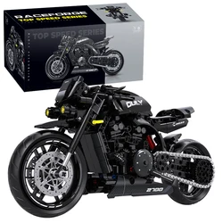 New 500+pcs Super Racing Dark Motorcycle Technical DIY Blocks Motorbike Model MOC Bricks Sets Gifts for Boys Adult Kids Toys 1:8