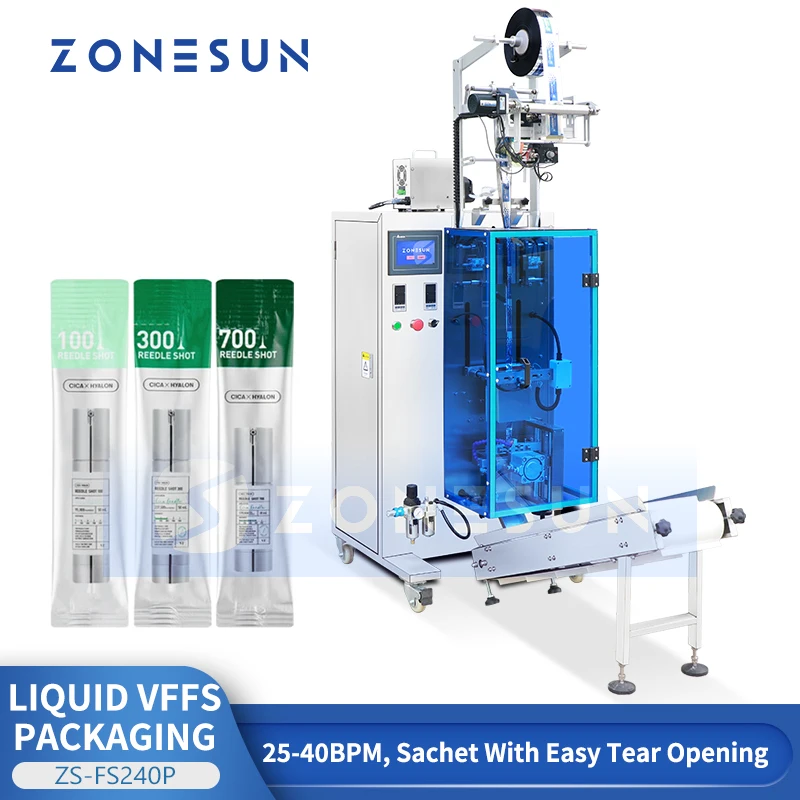 ZONESUN ZS-FS240P Máquina automática de llenado y sellado de bolsitas de bebidas energéticas líquidas Máquina envasadora de bebidas a base de hierbas