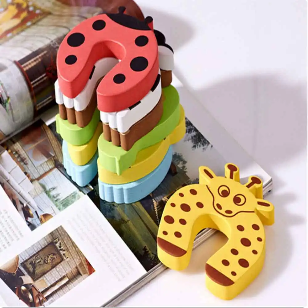 vvocci 7Pcs/Lot Baby Safety For Newborn Furniture Protection Card Door Stopper Security Cute Animal Care Lock Finger Protector