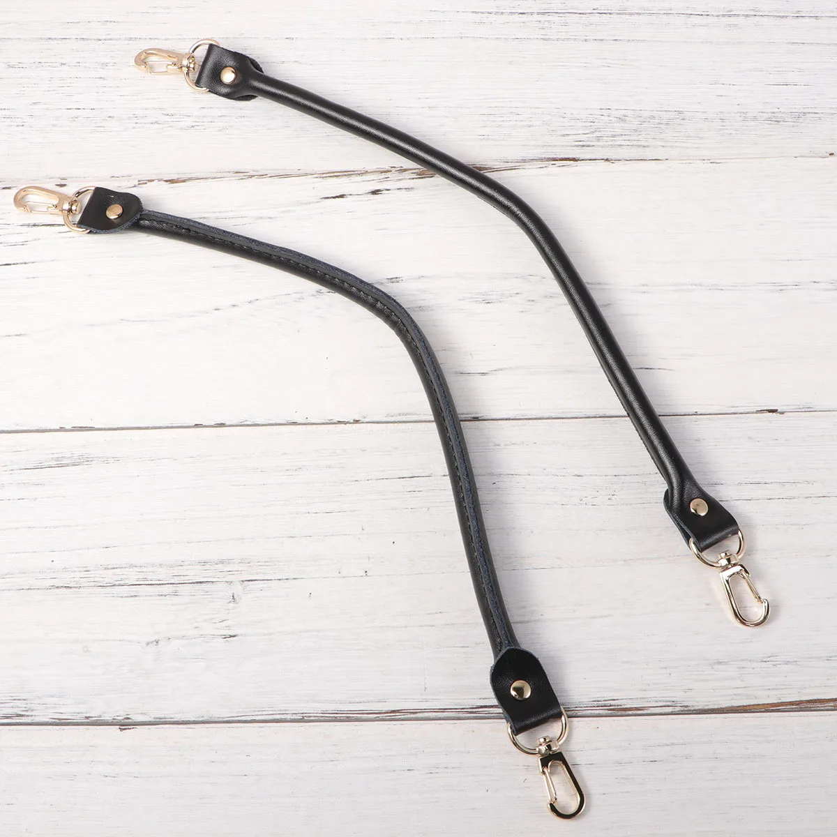 2Pcs Cowhide Handbag Handles Black Replacement Strap Buckle for Women DIY Purse Accessories Handbag Handle
