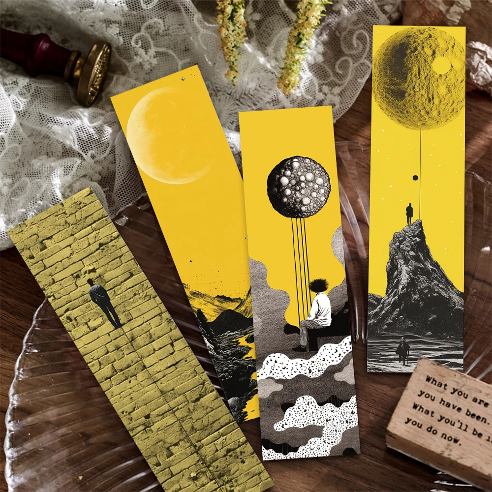 30pcs Yellow World Imagination Bookmarks Decoration Card School Stationary Supplies DIY Aesthetic Bookmarks Creative Gifts