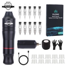 New Wireless Tattoo Pen Machine Kits Rotary Tattoo Gun 1500mAh Battery Power Supply LED Digital Display with Mix Tattoo Needles