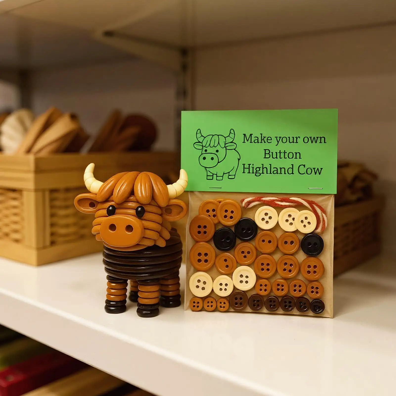 2026 جديد لطيف زينة عيد الميلاد اليدوية المرتفعات البقرة زر حلية عدة لزينة عيد الميلاد Diy بها بنفسك لقضاء عطلة #1