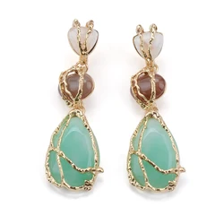 2026 New Trend Boho Green Resin Stone Dangle Earrings Women Indian Ethnic Vintage Statement Water Drop Long Earring Lady Jewelry