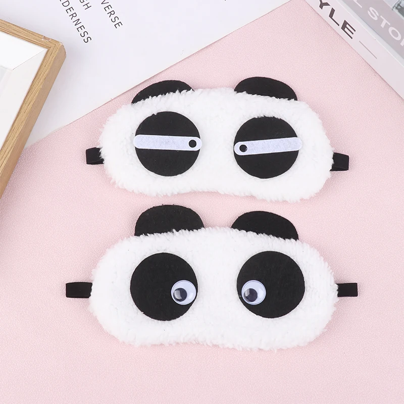TE1pc 18.5*11CM Cute Design Fashion Accessories Plush Panda Face Eye Mask Travel Sleeping Soft Eyeshade Portable Sleeping Cover