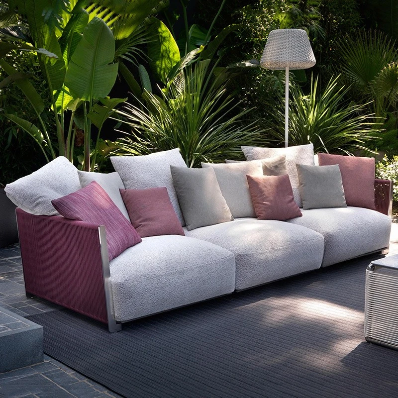Outdoor Sofa Modern Simple Outdoor Sofa Rainproof Sunscreen Stainless Steel