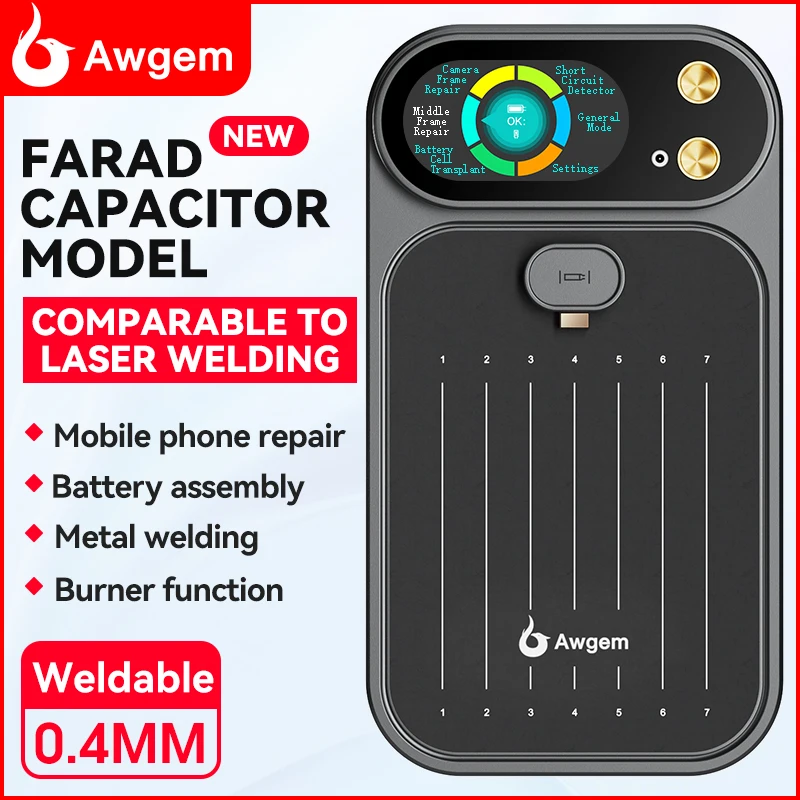 Awgem Farad Capacitor Spot Welding Machine Portable Household Stainless Steel Nickel Sheet Welding Machine DIY 18650 Lithium Battery Welding Removable Planting Cell Mobile Phone Repair