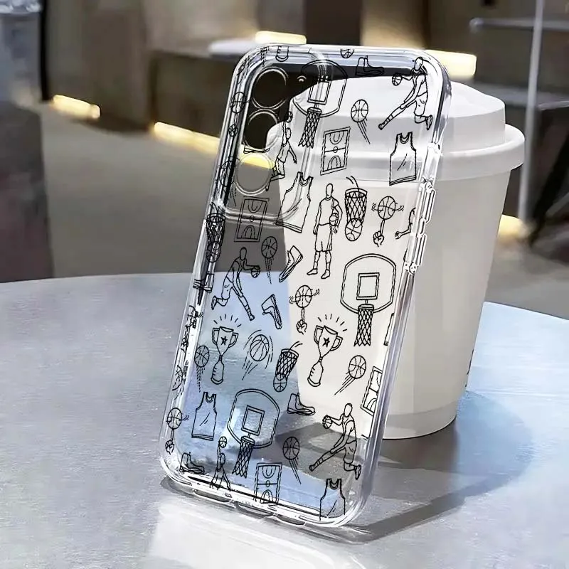 

Basketball Element Illustration Case For OPPO A11 A16 A55 A56 A57 A72 A52 A73 A74 A54 Find X5 X6 X7 Ultra Pro 5G Transparent