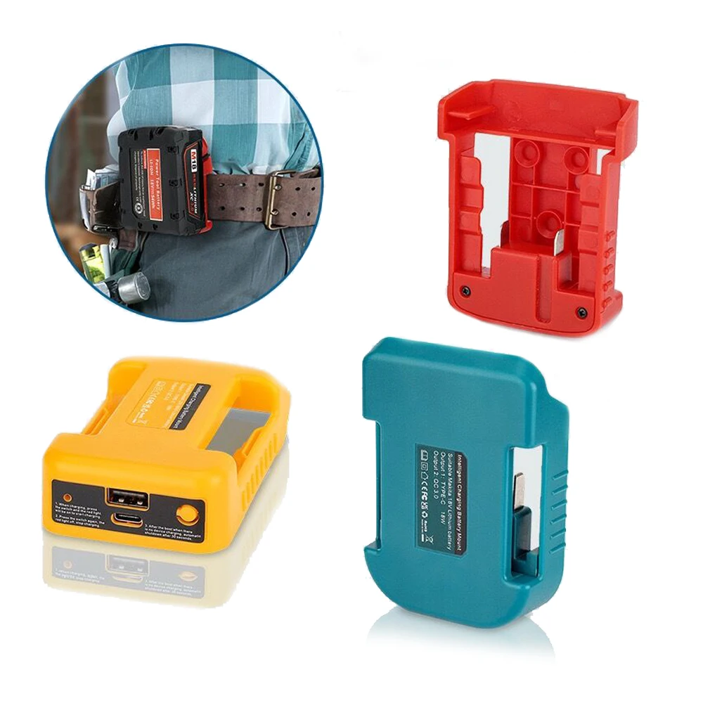 USB Fast Charger Adapter for Makita/Dewalt/Milwaukee 18V Li-ion Battery Rack Holder USB Type-C Output Fast Charging Interface