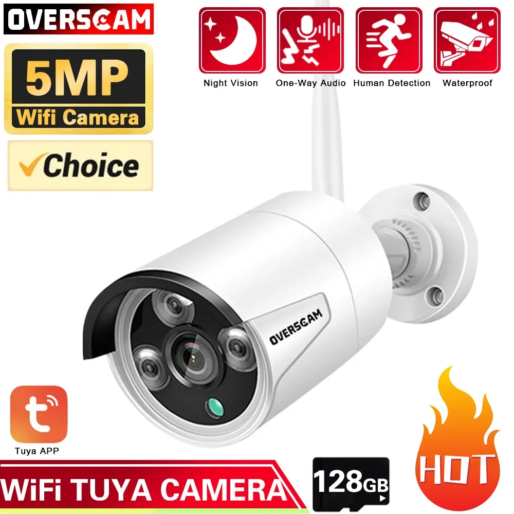 

5MP Tuya Wifi External Bullet Camera IP Outdoor Waterproof IR Night Vision Human Detection Smart Life Security Surveillance Cam