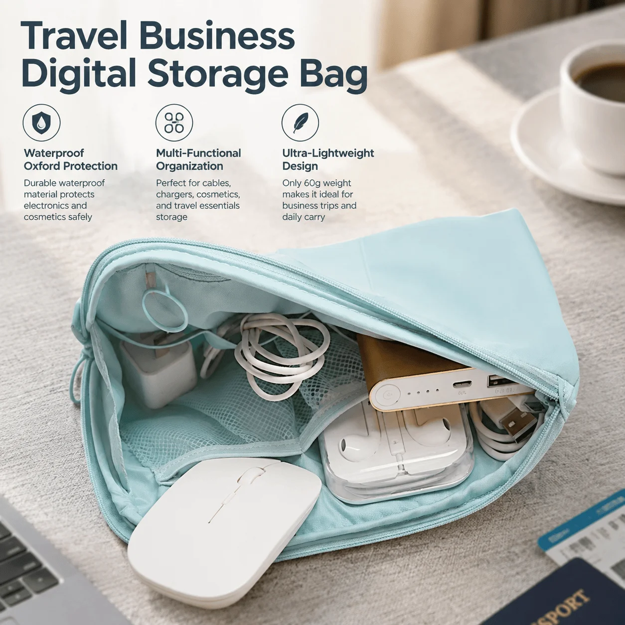 Tech Accessories Travel Organizer Pouch - Kabelorganizer tas, organizer voor elektronica-accessoires, waterdichte