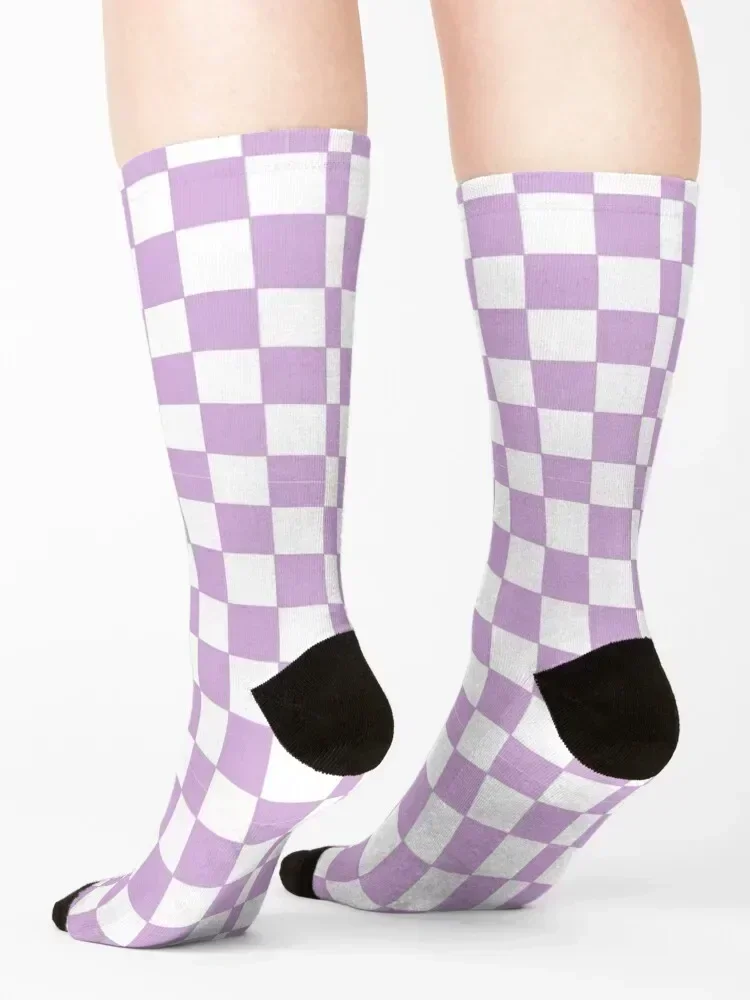 Purple Checkered Pattern Socks halloween Stockings man Climbing Lots Man Socks Women's