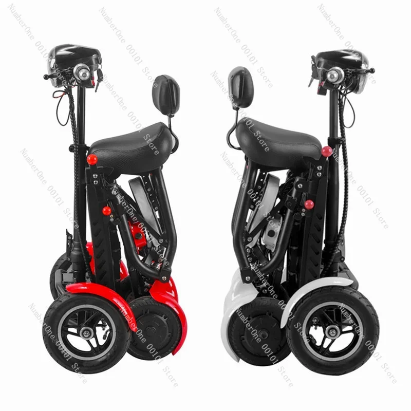 Foldable Four Wheel Electric Scooter for Old People Seniors Travel Folding Mobility Scooter 4 Wheels 250W Dual Motor Protable