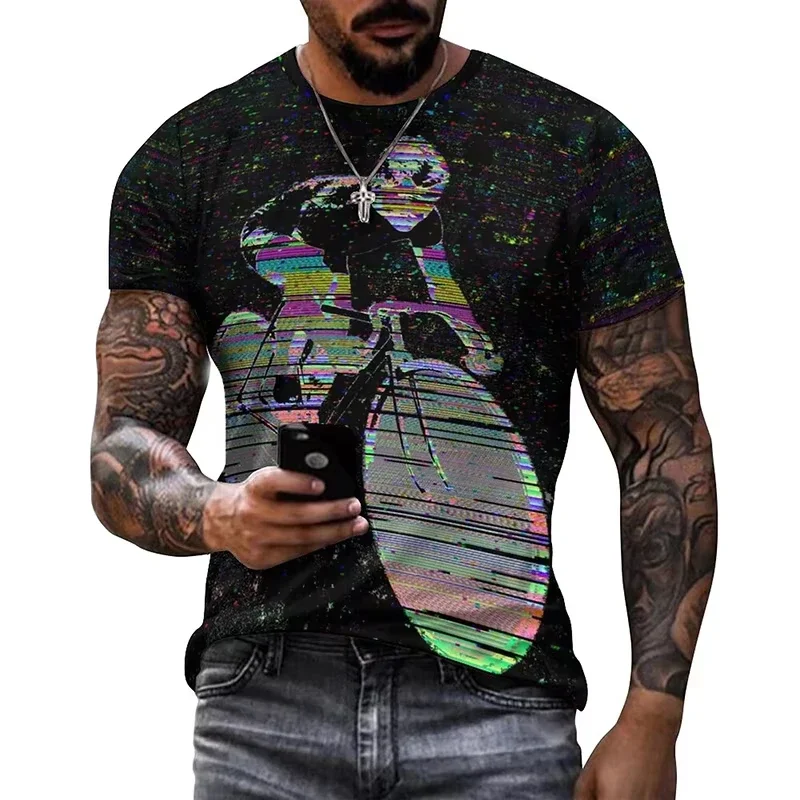 Vintage Bike Graphic T Shirt for Men Clothing 3D Printed Bicycle T-Shirt Gym Sport Tops Tee Streetwear Men Clothes Short Sleeve