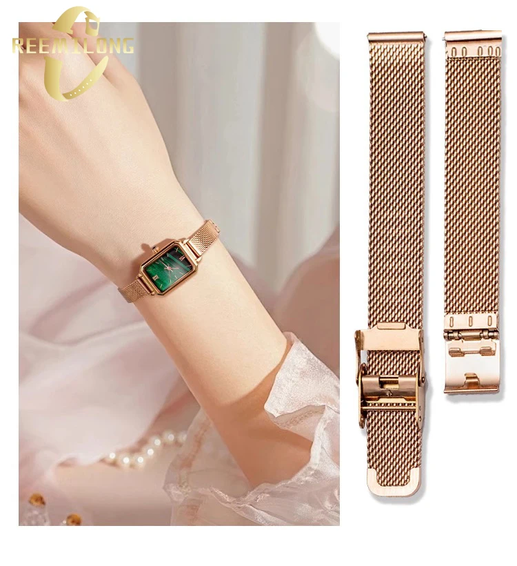 Stainless steel watch strap 6 8 10 12 14 15 16 18 19 20 22mm universal metal small size silver rose gold black women\'s watchband