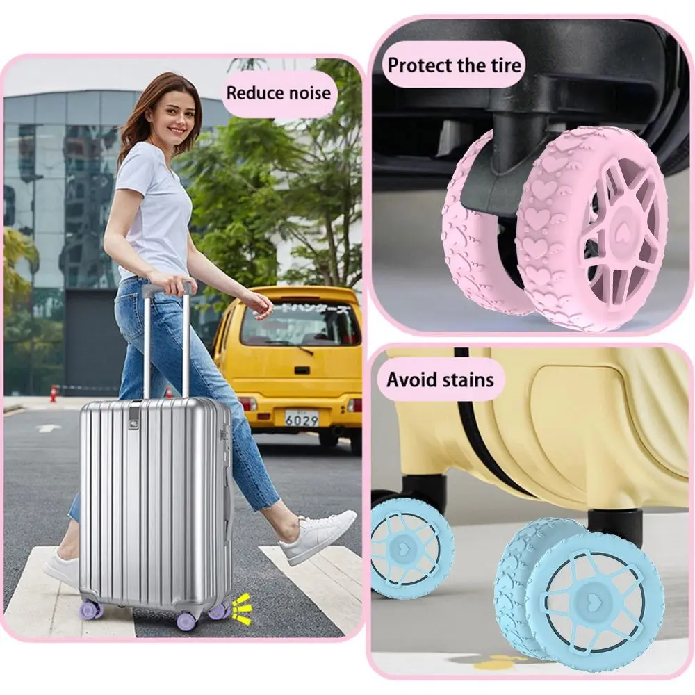 Anillos protectores de ruedas de equipaje, accesorios de equipaje de silicona, cubierta de ruedas para la mayoría de los equipaje, Reduce el ruido para equipaje de viaje, 8 Uds.