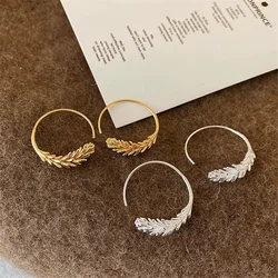 Trend Luxury Simple Wheat Ear Circle Earrings Exaggerated Fashion Earrings Creative Design Sense Earrings Wedding Jewelry Gift