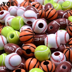 iYOE 100pcs Sport Rugby Tennis Basketball Beads Spacer Acrylic Beads For Making Bracelet Necklace DIY Craft Jewelry Supplies