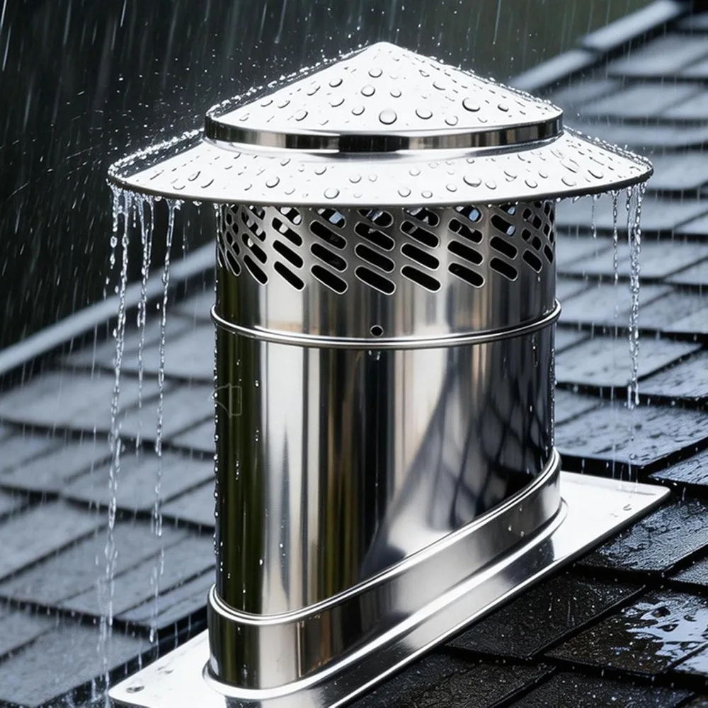 Durable Stainless Steel Chimney Cap Silver Weatherproof Rain Cover Cone Top Chimney Cap Chimney Flue