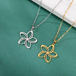 Skyrim Five petal Flower Pendant Stainless Steel Necklace Men and Women Lovers Fashionable and Minimalist Wedding Gifts Jewelry