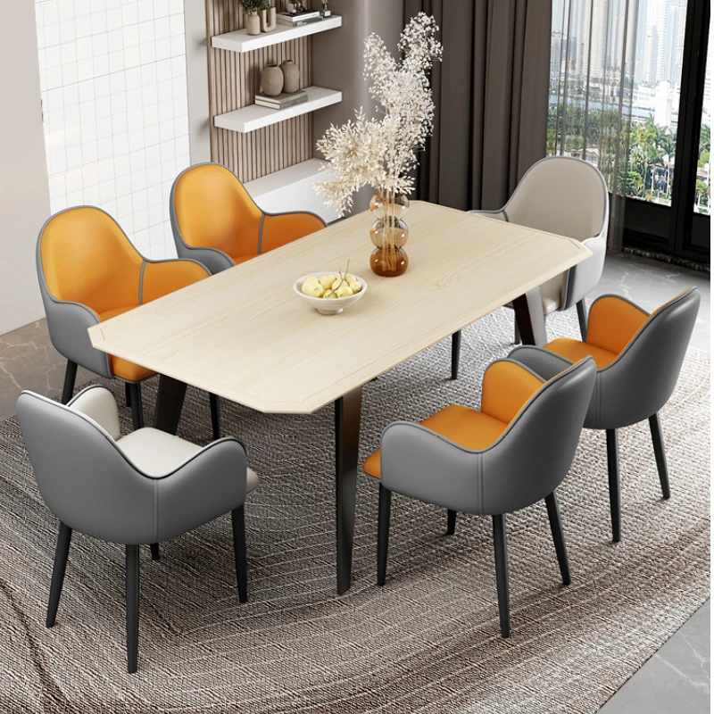 

Nordic leather Dining chairs luxury Backrest restaurant Furniture living room leisure Armchair design Cafe chair makeup Stool