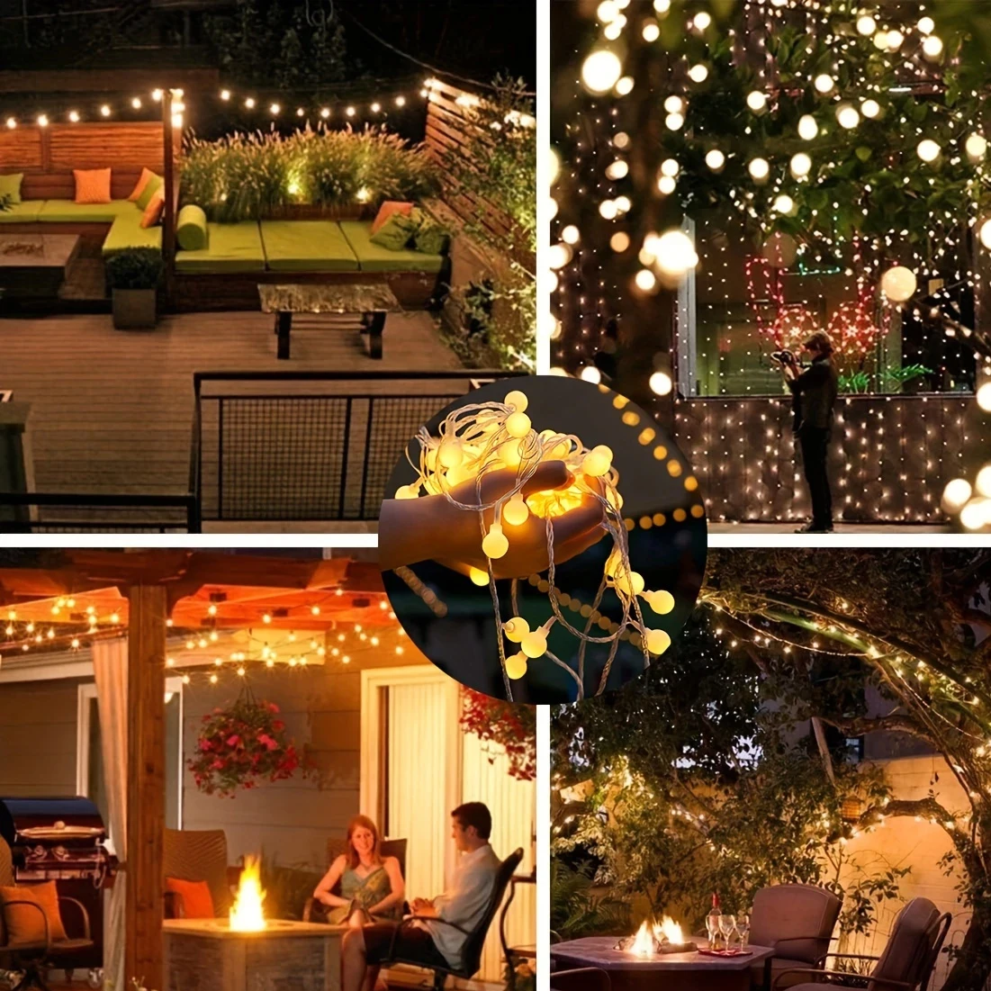 1pc 40LED frosted white ball color light string, white bubble light, suitable for camping, weddings, Christmas decoration