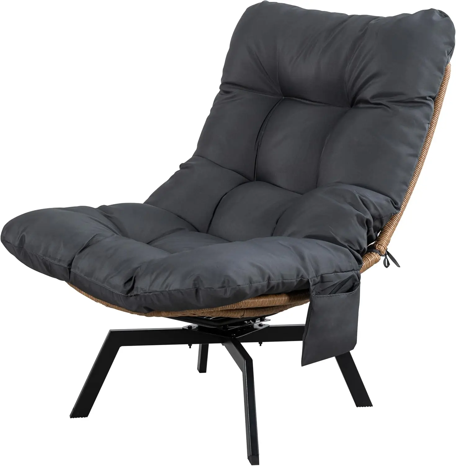 

Outdoor Wicker Swivel Chair with Cushion, 360° Rotating Patio Lounge for Living Room Bedroom Backyard Balcony