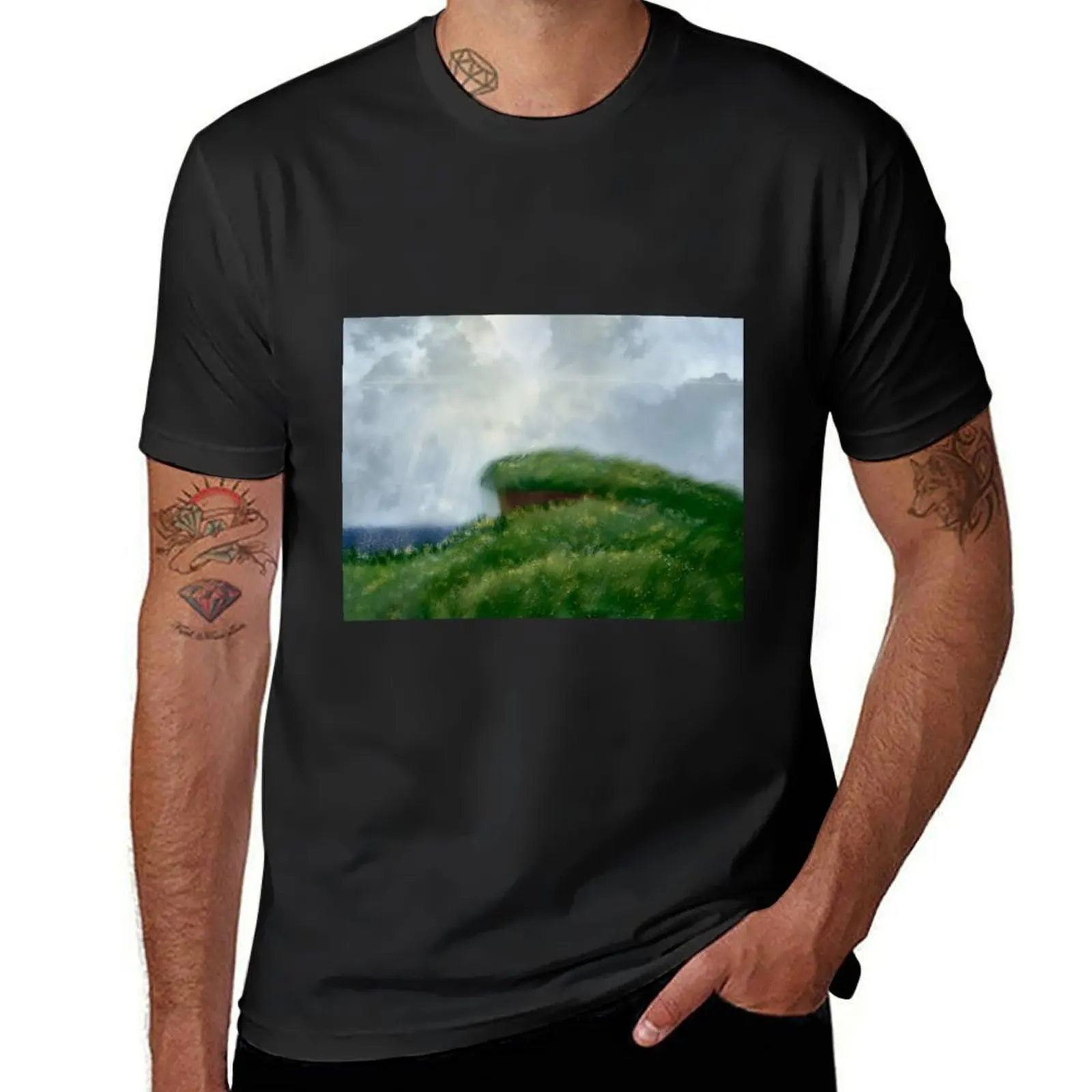 

Celtic Landscape T-Shirt summer clothes cute tops funnys Blouse Men's clothing