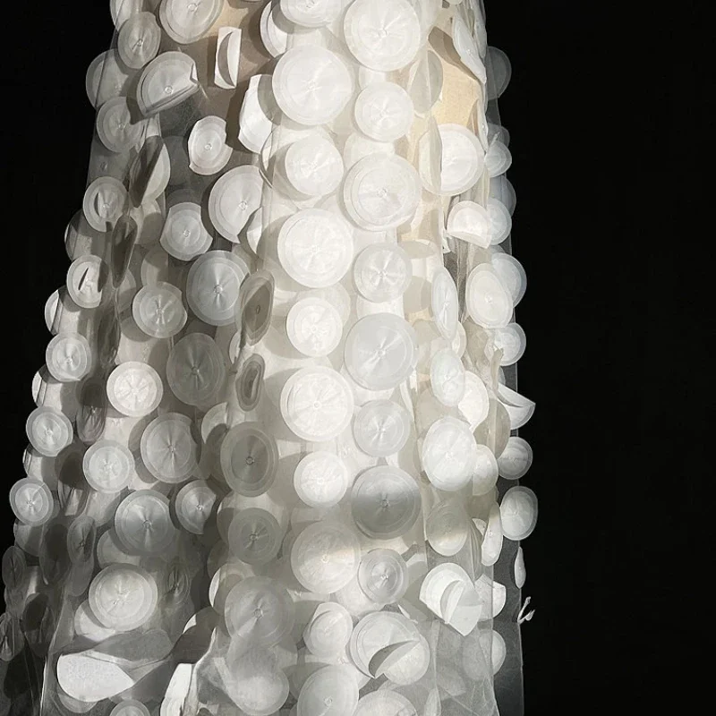 

Mesh Fabric Heavy Texture Circular Cut Dress Designer Black White Wholesale Cloth Apparel Diy Sewing By Meters Material