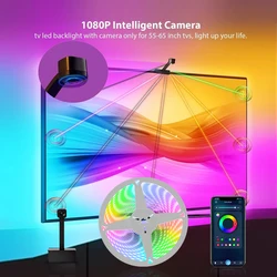 RGBIC Wi-Fi TV LED Backlight  Camera Sync To Screen For 55-65 Inch TV/PC Compatible Music Sync TV Backlights Strip With Alexa